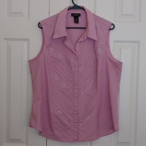 Lane Bryant Pink Sleeveless Button Front Blouse